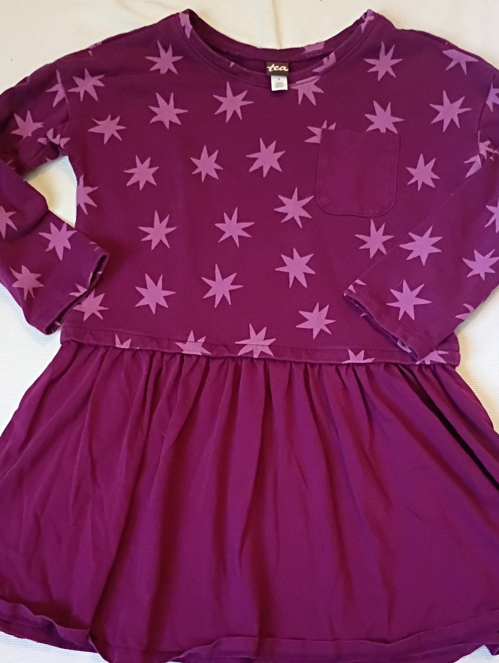 Tea Collection Girls' Purple Starprint Long-Sleeve Dress